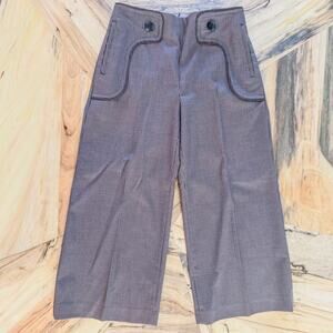 Adolfo Dominguez Houndstooth Cropped Wide Leg Trousers Button Accents, 38 EU